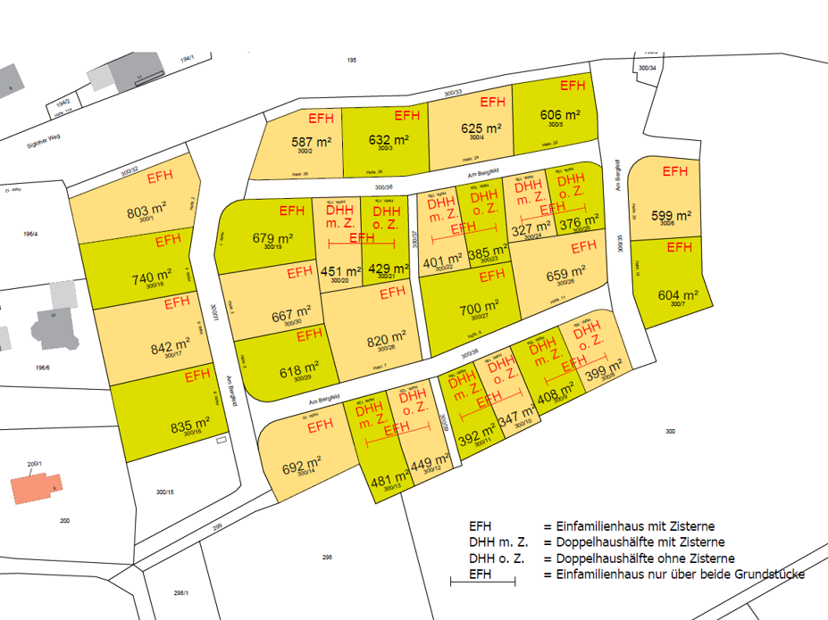 Bauplatzverkauf Bergfeld Treidelheim Übersichtsplan